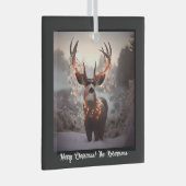Buck en Kerstmis Lichten Zwart Glas Ornament (Voorkant Rechts)