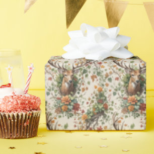 Buck Herten In Herfst Bloemen Cadeaupapier