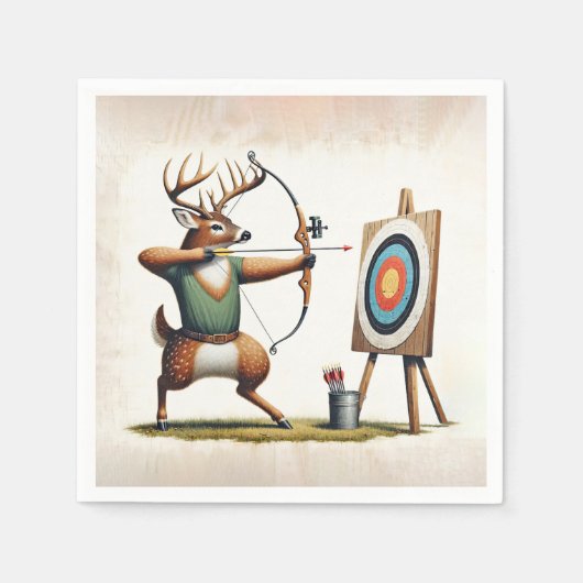 Buck Herten Met Boog En Pijl Servet (Voorkant)