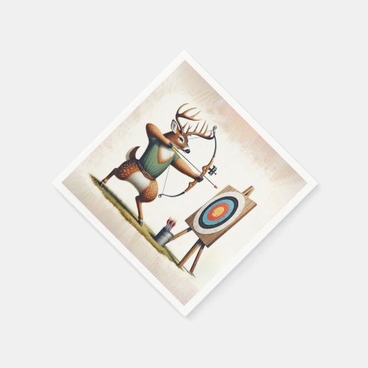 Buck Herten Met Boog En Pijl Servet (Hoek)