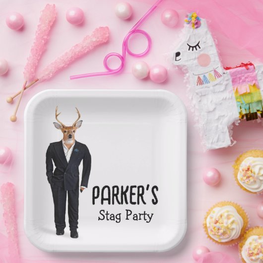 Buck In a Tuxedo voor vrijgezellenfeest Papieren Bordje (Feest)