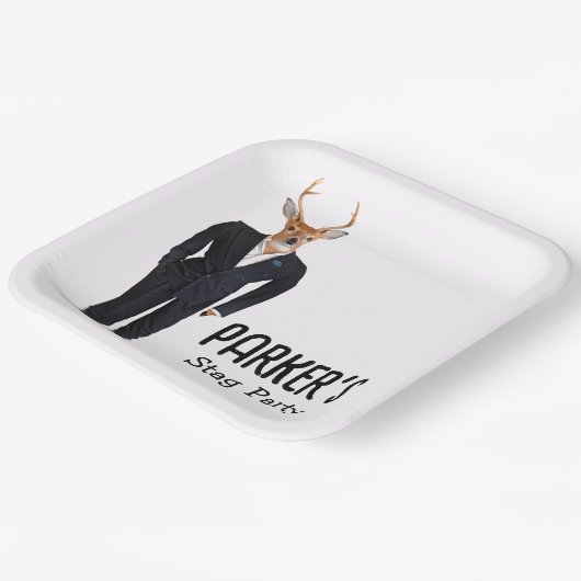 Buck In a Tuxedo voor vrijgezellenfeest Papieren Bordje (Gebogen)