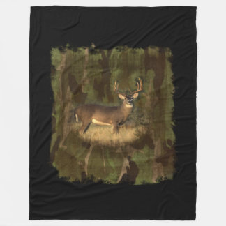 Buck in Camo-Fleece Cozy Blanket Fleece Deken