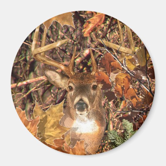 Buck in Camo White Tail Deer Magneet (Voorkant)