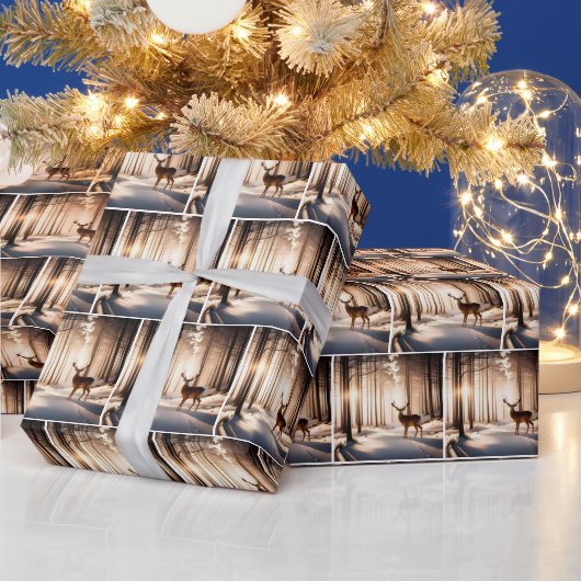 Buck in de winter Bossen Cadeaupapier (Feestdagen)