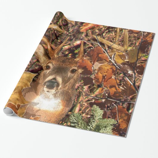 Buck in Herfst Camo White Tail Deer Cadeaupapier (Uitgerold)