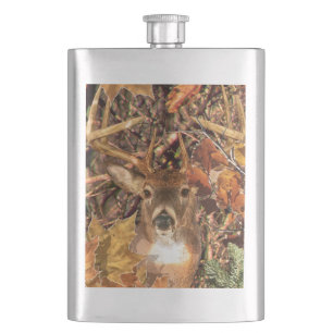 Buck in Herfst Camo White Tail Deer Heupfles