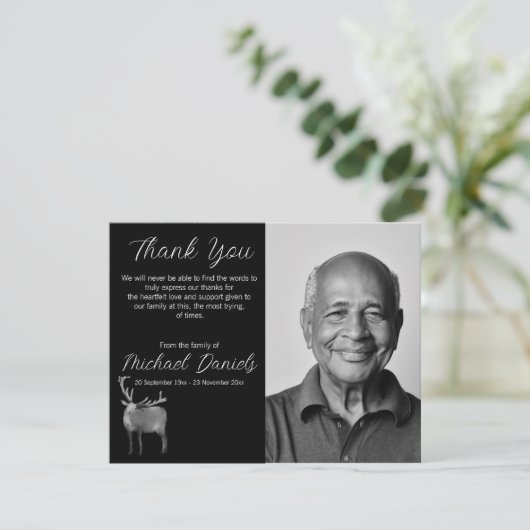 Buck met gewei begrafenis dank u kaarten (Staand voorkant)