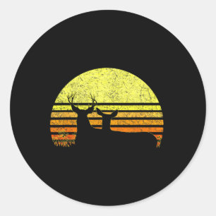 Buck Mule Deer Jagen Pa Retro Sun Bow H Ronde Sticker