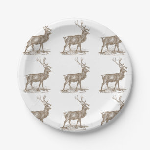 Buck Mule Deer Letterpress Style Papieren Bordje