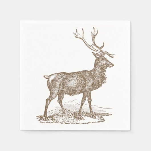 Buck Mule Deer Letterpress Style Servetten (Voorkant)