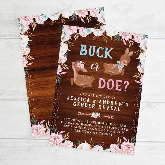 Buck of Doe? Baby shower onthullen Kaart