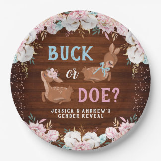 Buck of Doe? Baby shower onthullen Papieren Bordje