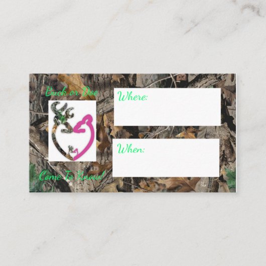 Buck of Doe Baby shower/openbaring uitnodiging Informatiekaartje (Voorkant)