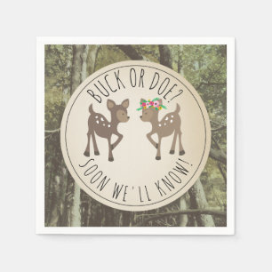 Buck of Doe Camo Baby Gender Reveal Party Servet