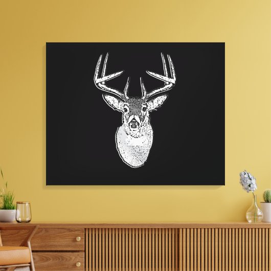 Buck on Black design White Tail Deal Canvas Afdruk (Insitu (Woonkamer))