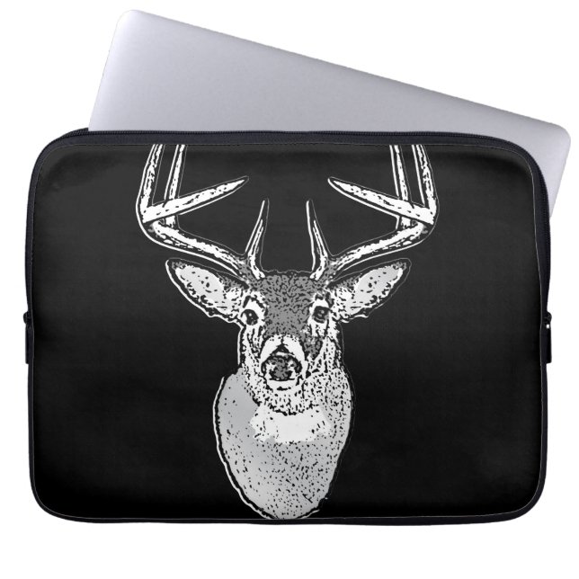 Buck on Black White Tail Deer classic Laptop Sleeve (Voorkant)