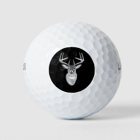 Buck on Black White Tail Deer Golfballen (Voorkant)