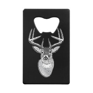 Buck on Black White Tail Deer head Kredietkaart Flessenopener
