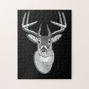 Buck on Black White Tail Deer head Legpuzzel
