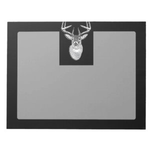 Buck on Black White Tail Deer head Notitieblok