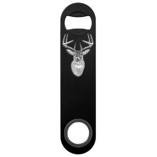 Buck on Black White Tail Deer head Speed Flessenopener