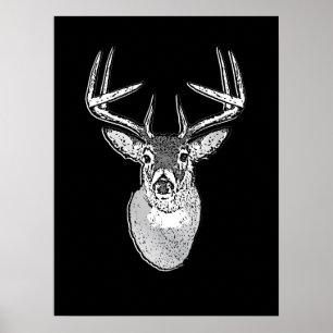 Buck on Bold Black White Tail Deal Poster