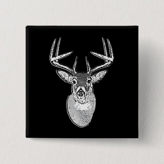 Buck on Bold Black White Tail Deal Vierkante Button 5,1 Cm (Voorkant)