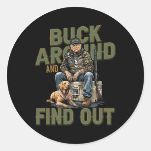 Buck rond en ontdek de grappige Trump Camo-jacht Ronde Sticker