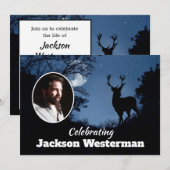 Buck Silhouette bij Night    MemorialInvitation Kaart (Voorkant / Achterkant)
