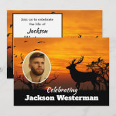 Buck Silhouette bij Sunset Memorial Invitation Kaart (Voorkant / Achterkant)