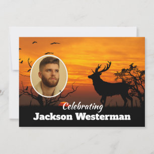 Buck Silhouette bij Sunset Memorial Invitation Kaart