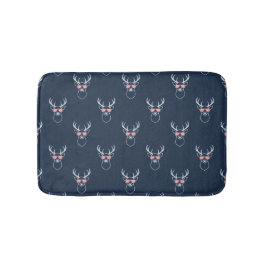 Buck Silhouette on Blue Bath Mat