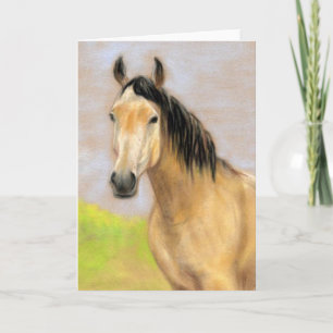 "Buck Skin Horse" Pastel Art Groeten Blank Kaart