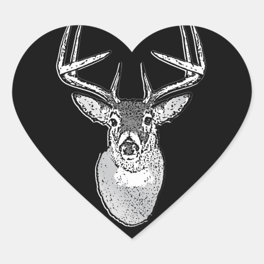 Buck trofee op Black White Tail Deer Hart Sticker (Voorkant)