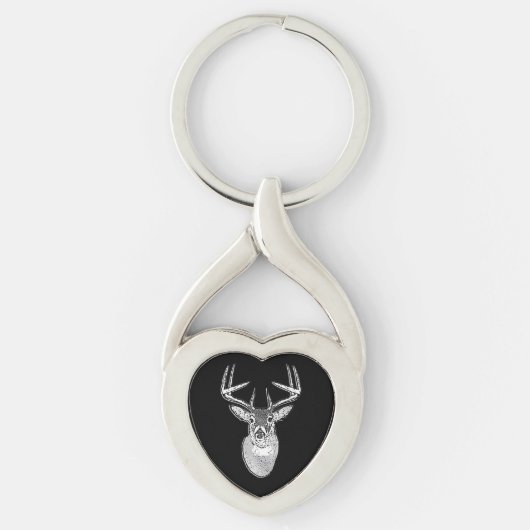 Buck trofee op Black White Tail Deer Sleutelhanger (Voorkant)