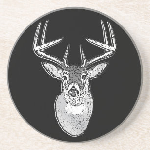 Buck trofee op Black White Tail Deer Zandsteen Onderzetter
