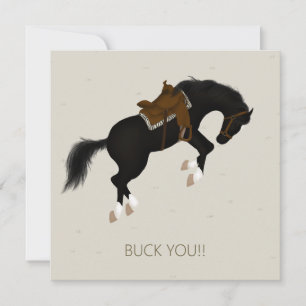Buck you! Bucking Black Horse Custom Notitiekaartje