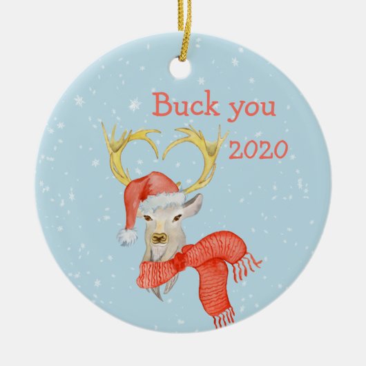 Buck You Funny Deer Covid 2020 Keramisch Ornament (Voorkant)