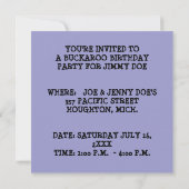 BUCKAROO ANNIVERSAIRE DE FÊTE INVITATION ~ PERSONN (Dos)