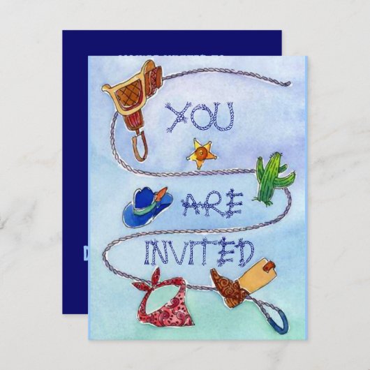 BUCKAROO BIRTHDAY PARTY INVITATION ~ EZ2 CUSTOMIZE KAART (Voorkant / Achterkant)