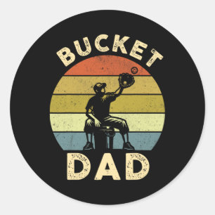 Bucket Dad Softbal Dad Baseball Funny Coach Vader Ronde Sticker