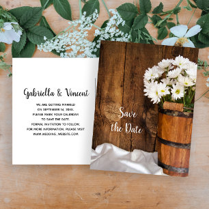 Bucket en Daisies Ranch Wedding Save the Date Aankondigingskaart