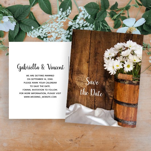 Bucket en Daisies Ranch Wedding Save the Date Aankondigingskaart