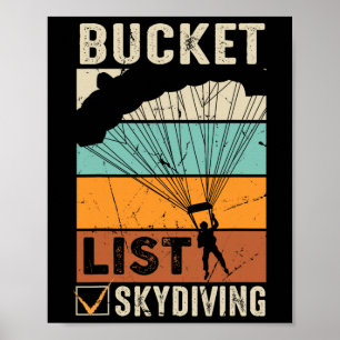Bucket-lijsten voor parachute Jump Skydiver Instru Poster