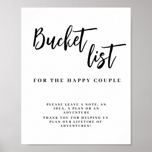 Bucket List bruiloft poster (Voorkant)