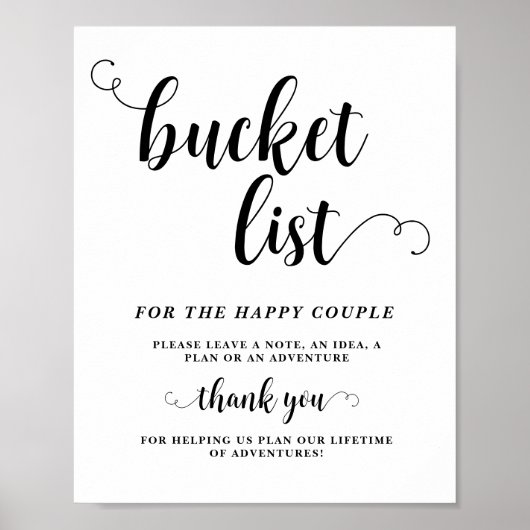 Bucket List bruiloft poster (Voorkant)