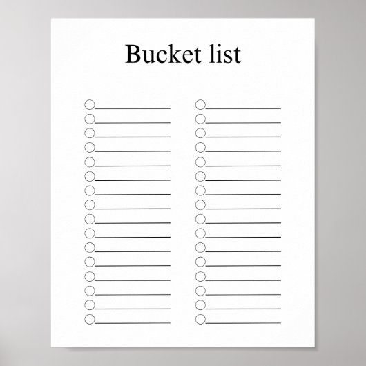 Bucket list poster (Voorkant)