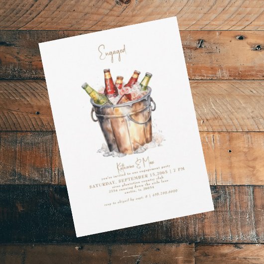 Bucket met Beer Gold Text Engagement Party Kaart