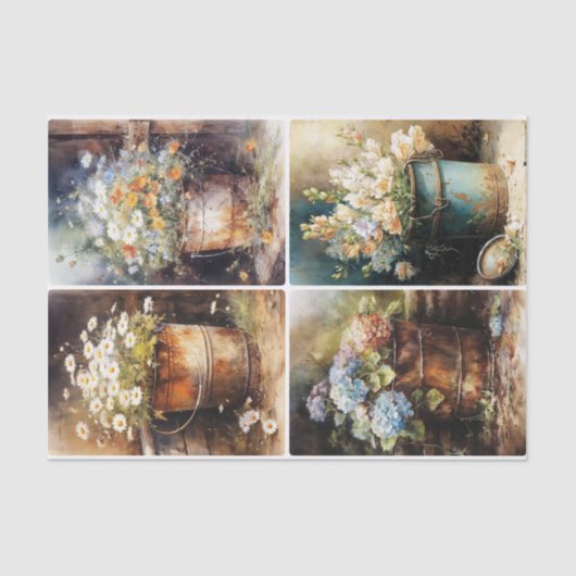 Bucket of Flowers Tissuepapier (Voorkant)